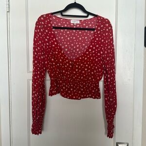 Privacy Please red blouse